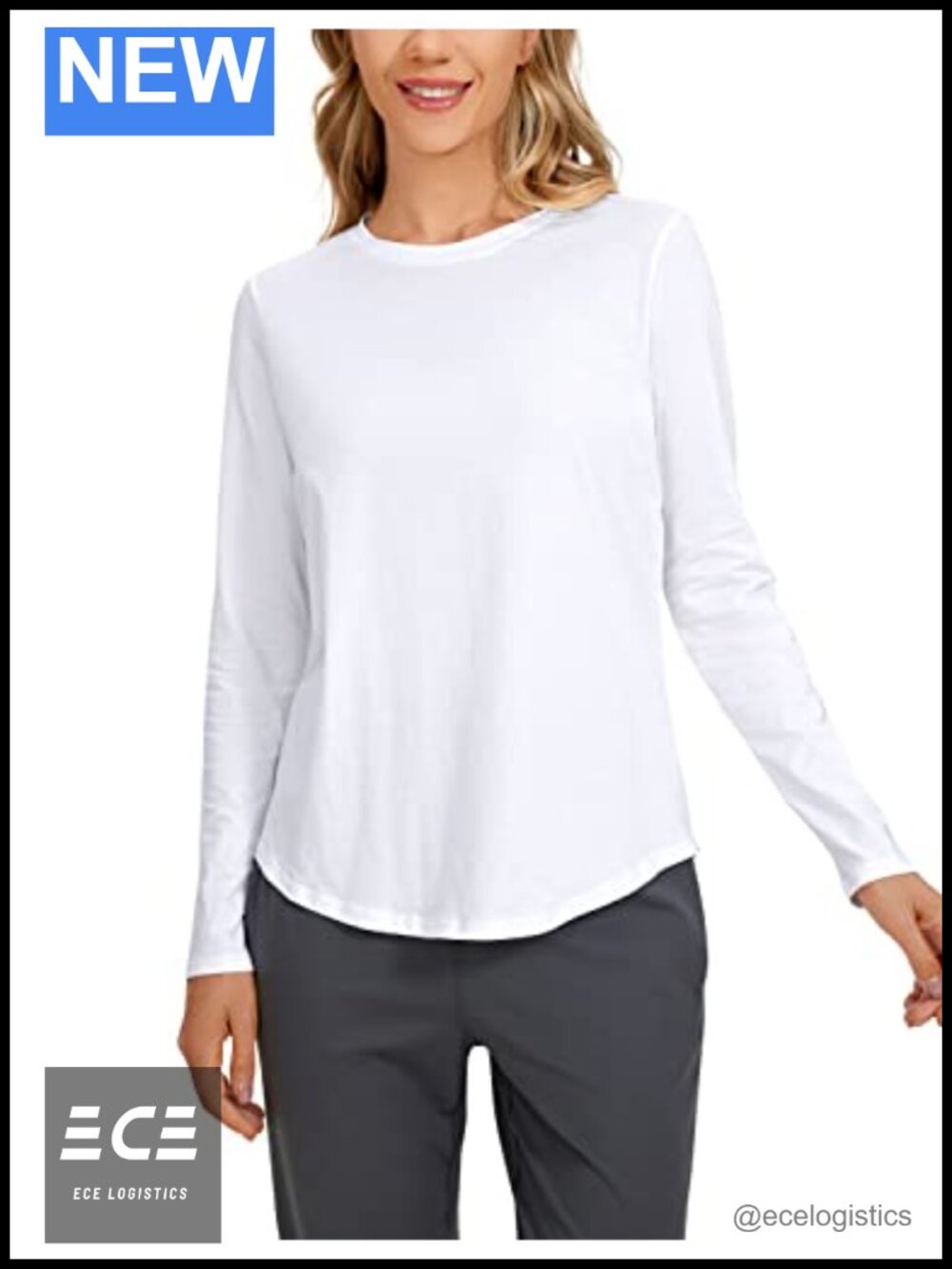 Pima Cotton Crewneck Long Sleeve Workout Top